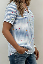 Blouse Rayée À Imprimé Cœur