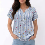 MAYLA | Blusa a rayas con estampado de corazones